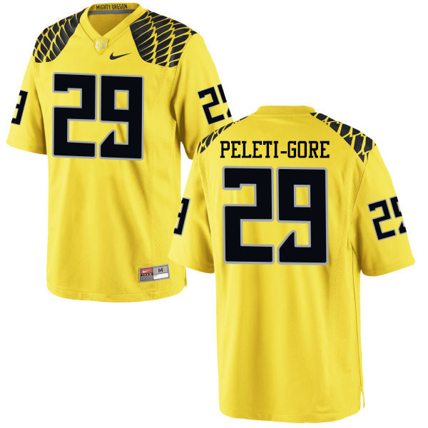 Men #29 Pou Peleti-Gore Oregon Ducks College Football Jerseys-Yellow - Click Image to Close